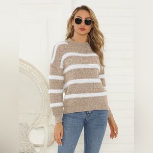 Striped Round Neck Long Sleeve Sweater